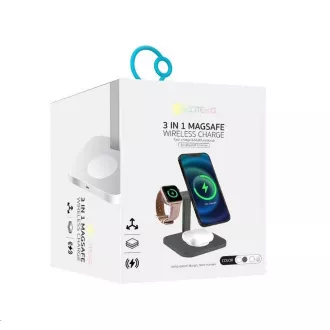 COTEetCI stojan a nabíjacia stanica MagSafe 3v1 AirPods/iPhone/Apple Watch WS-36, sivá