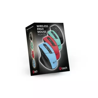 C-TECH myš Ergo WLM-05, bezdrôtová, 1600DPI, 6 tlačidiel, USB nano receiver, čierna
