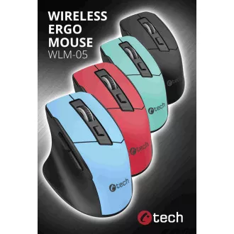 C-TECH myš Ergo WLM-05, bezdrôtová, 1600DPI, 6 tlačidiel, USB nano receiver, čierna