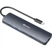 Sandberg dokovacia stanica, USB-C, 8 rôznych konektorov, podpora 8K, PD 100 W