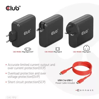 Club3D cestovná nabíjačka 100W GAN technológia, 2xUSB-A a 2xUSB-C, PD 3.0 Support