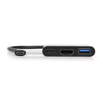 PORT HUB USB-C, HDMI 1X 4K + USB-A + USB-C, čierna