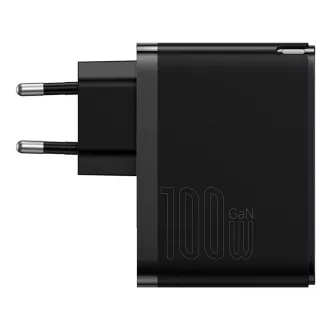 Baseus GaN5 Pre rýchlonabíjací adaptér USB-C + USB-A 100W čierna