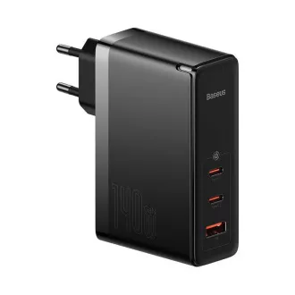Baseus GaN5 Pre rýchlonabíjací adaptér 2x USB-C + USB-A 140W čierna
