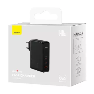 Baseus GaN5 Pre rýchlonabíjací adaptér 2x USB-C + USB-A 140W čierna