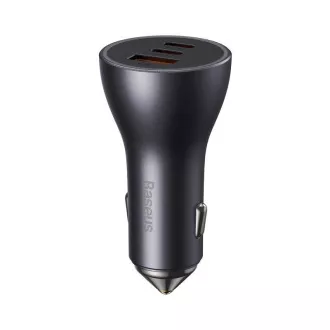 Baseus rýchlonabíjací adaptér do automobilu 2*USB-C + USB-A 65W tmavo šedá