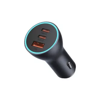 Baseus rýchlonabíjací adaptér do automobilu 2*USB-C + USB-A 65W tmavo šedá
