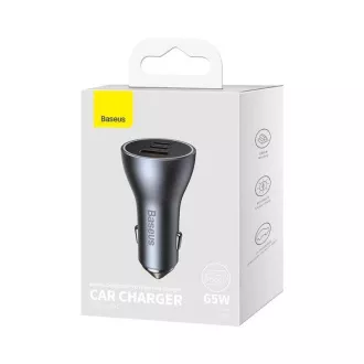 Baseus rýchlonabíjací adaptér do automobilu 2*USB-C + USB-A 65W tmavo šedá