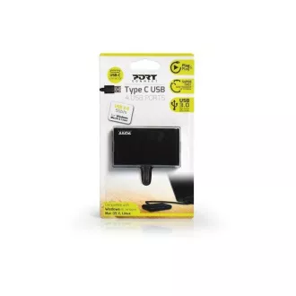 PORT HUB USB-A, 4x USB-A 3.0, čierna