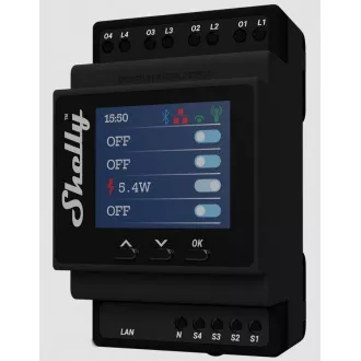Shelly Pro 4PM, 4násobný spínací modul na DIN lištu, WiFi Shelly Pro 4PM, 4násobný spínací modul na DIN lištu, WiFi