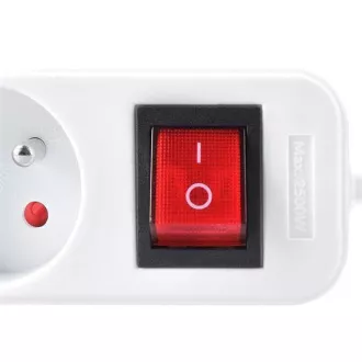 Solight predlžovací prívod, 4 zásuvky, biely, vypínač, 2m