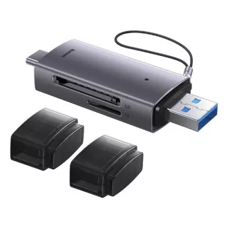 Baseus čítačka pamäťových kariet Lite Series USB-A + USB-C/SD, microSD, sivá