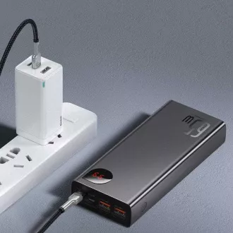 Baseus Adaman Metal Power Banka s digitálnym displejom QC + PD 20000mAh 65W, čierna + USB-A/USB-C kábel 30cm, čierna Baseus Adaman Metal Power Banka s digitálnym displejom QC + PD 20000mAh 65W, čierna + USB-A/USB-C kábel 30cm, čierna