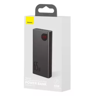 Baseus Adaman Metal Power Banka s digitálnym displejom QC + PD 20000mAh 65W, čierna + USB-A/USB-C kábel 30cm, čierna Baseus Adaman Metal Power Banka s digitálnym displejom QC + PD 20000mAh 65W, čierna + USB-A/USB-C kábel 30cm, čierna