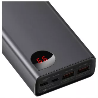 Baseus Adaman Metal Power Banka s digitálnym displejom QC + PD 20000mAh 65W, čierna + USB-A/USB-C kábel 30cm, čierna