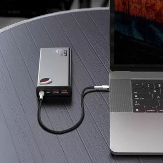Baseus Adaman Metal Power Banka s digitálnym displejom QC + PD 20000mAh 65W, čierna + USB-A/USB-C kábel 30cm, čierna Baseus Adaman Metal Power Banka s digitálnym displejom QC + PD 20000mAh 65W, čierna + USB-A/USB-C kábel 30cm, čierna