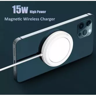 1stCOOL bezdrôtová QI nabíjačka 15W, prenosná, magnetická, MagSafe kompatibilná, biela