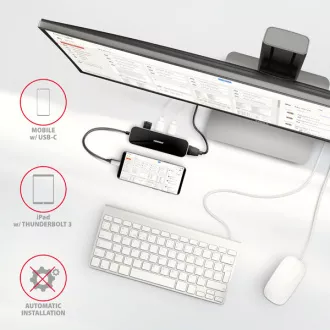 AXAGON HMC-6H4A, USB 3.2 Gen 1 húb, porty 4x USB-A, HDMI 4k/30Hz, PD 100W, kábel USB-C 20cm