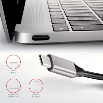 AXAGON HMC-6H4A, USB 3.2 Gen 1 húb, porty 4x USB-A, HDMI 4k/30Hz, PD 100W, kábel USB-C 20cm