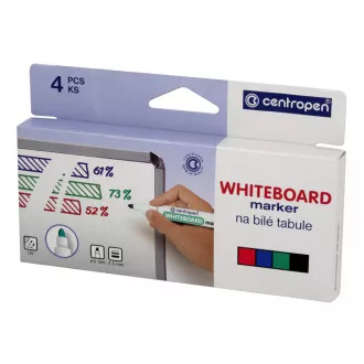 Značkovač Centropen 8559/4 na biele tabule 4 farby valcový hrot 2,5mm Značkovač Centropen 8559/4 na biele tabule 4 farby valcový hrot 2,5mm