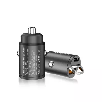 C-TECH nabíjačka USB do auta UCC-02, 1x Type C + 1 x Type A, 30W