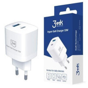 3mk nabíjačka do siete Hyper Charger 33W, GaN, 1x USB-C (PD) + 1x USB, biela