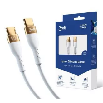 3mk dátový kábel - Hyper Silicone Cable C to C 2m 100W, biela 3mk dátový kábel - Hyper Silicone Cable C to C 2m 100W, biela