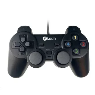 C-TECH gamepad Callon pre PC/PS3, 2x analóg, X-input, vibračný, 1, 8m kábel, USB C-TECH gamepad Callon pre PC/PS3, 2x analóg, X-input, vibračný, 1, 8m kábel, USB