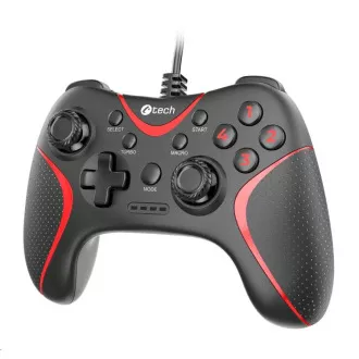 C-TECH gamepad Theon pre PC/PS3, 2 programovateľné makro tlačidlá, 2x analóg, X-input, vibračné, 1, 8m kab C-TECH gamepad Theon pre PC/PS3, 2 programovateľné makro tlačidlá, 2x analóg, X-input, vibračné, 1, 8m kab