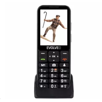 EVOLVEO EasyPhone LT, mobilný telefón pre seniorov s nabíjacím stojanom, čierna