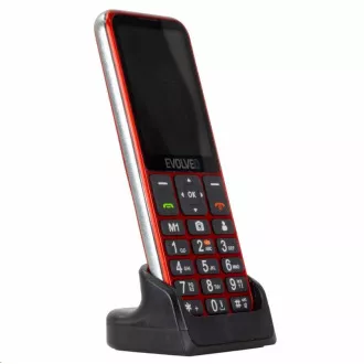 EVOLVEO EasyPhone LT, mobilný telefón pre seniorov s nabíjacím stojanom, červená