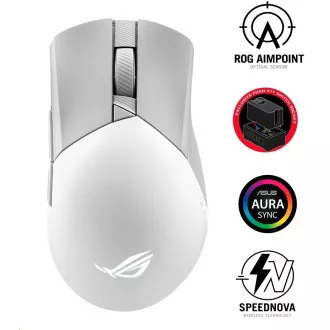 ASUS myš ROG GLADIUS III Wireless Aimpoint White (P711), RGB, Bluetooth, biela