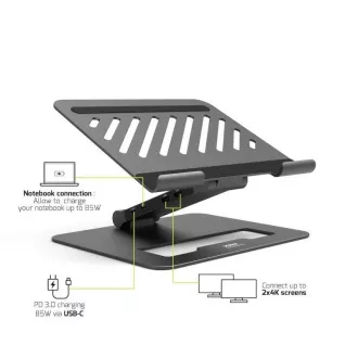 PORT dokovacia stanica s nataviteľným stojanom na notebook až pre 7 periférií cez USB-C, čierna