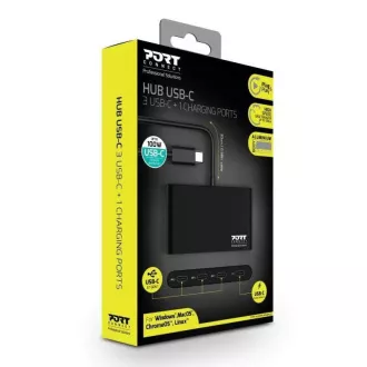 PORT húb USB-C s portami 3x USB-C 3.1 + 1x USB-C 100 W PD