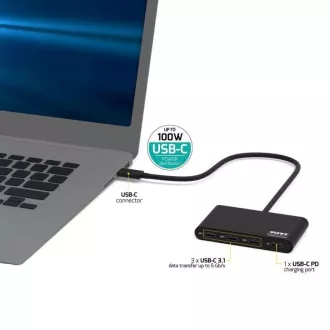 PORT húb USB-C s portami 3x USB-C 3.1 + 1x USB-C 100 W PD