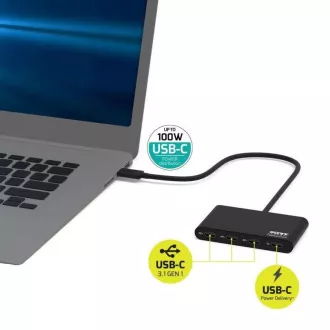 PORT húb USB-C s portami 3x USB-C 3.1 + 1x USB-C 100 W PD