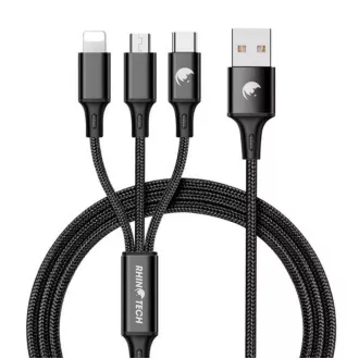 RhinoTech nabíjací a dátový kábel 3v1 USB-A (MicroUSB + Lightning + USB-C) 1, 2m čierna RhinoTech nabíjací a dátový kábel 3v1 USB-A (MicroUSB + Lightning + USB-C) 1, 2m čierna