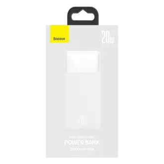 Baseus Bipow powerbanka s digitálnym displejom 20000mAh 20W biela Baseus Bipow powerbanka s digitálnym displejom 20000mAh 20W biela