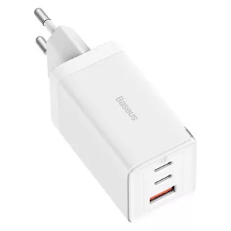Baseus GaN5 Pre rýchlonabíjací adaptér 2x USB-C + USB-A 65W biela