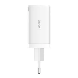 Baseus GaN5 Pre rýchlonabíjací adaptér 2x USB-C + USB-A 65W biela