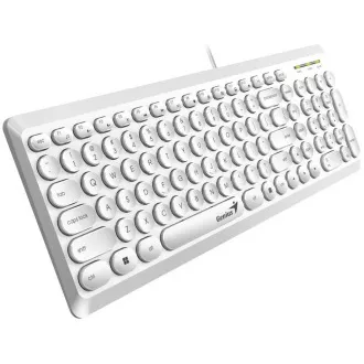 GENIUS klávesnica Slimstar Q200 White/ Drôtová/ USB/ biela/ retro design/ CZ+SK layout