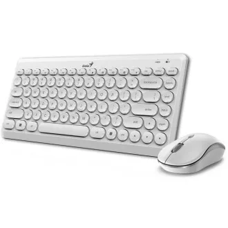 GENIUS set klávesnica s myšou LuxeMate Q8000 White/ Bezdrôtový set 2, 4GHz mini receiver/ USB/ biela/ retro design/ CZ+SK l