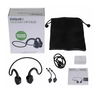 EVOLVEO bezdrôtové slúchadlá BoneSwim MP3 16GB, na lícne kosti, šedá