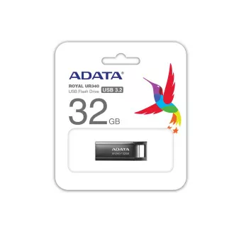 ADATA Flash Disk 32GB UR340, USB 3.2 Dash Drive, kov lesklá čierna