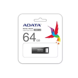 ADATA Flash Disk 64GB UR340, USB 3.2 Dash Drive, kov lesklá čierna