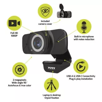 PORT USB kamera Webcam, Full HD 1080P