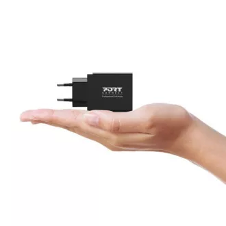 PORT sieťová nabíjačka pre USB-C a USB-A, 45 W, čierna