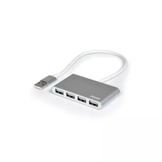 PORT USB HUB, 4x USB 2.0, sivý