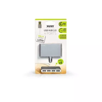 PORT USB HUB, 4x USB 2.0, sivý