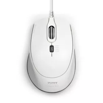 PORT optická myš SILENT, USB-A/USB-C, 3600 DPI, biela